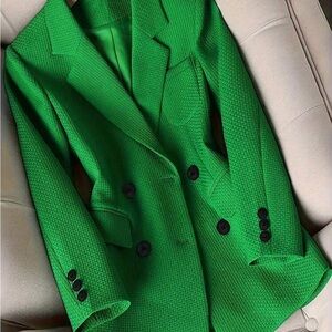 Vibrant Green Double-Breasted Blazer